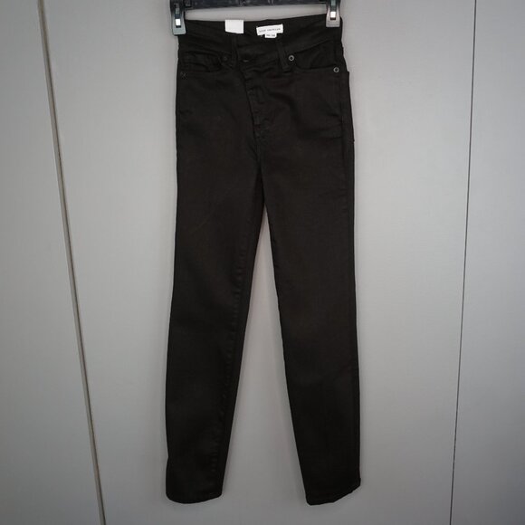 New Good American Good Classic Crossover Skinnyish Fit Jeans in Black Size 00/24 - Picture 2 of 16
